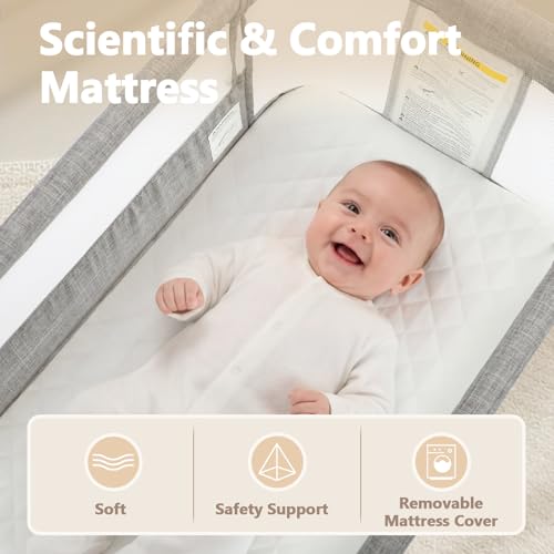 image for Kinder King Baby Bassinet Bedside Sleeper, Newborn Baby Bedside Crib w