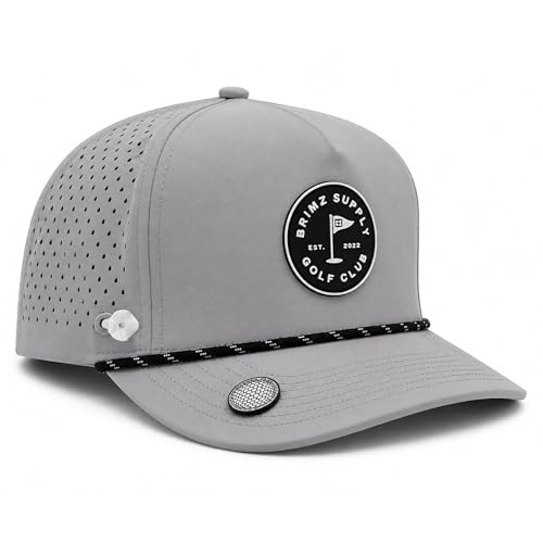Image of BRIMZ Golf Performance Hat - Tee Holder & Magnetic Brim - Breathable Sweat & Water Resistant Golfing Snapback Cap