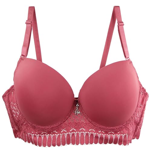 Soutien-gorge push-up à armatures pour grand bonnet en dentelle rouge
