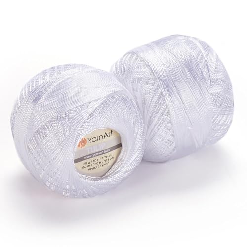 Image of YanrArt Tulip%100 Microfiber Silky Yarn - Suitable for Summer Clothes and Home Accessories Curtains, Runners, Tablecloths - S. Fine(1) Weight Yarn - 1.70 Oz, 273 Yds (White)