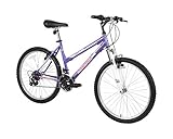 Dynacraft Magna Front Shock Mountain Bike Girls 24 Inch Wheels with 18 Speed Grip Shifter and Dual Handbrakes in Puple