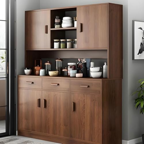 Modern Engineered Wood Sideboard Buffet Cabinet with Drawers - Stylish Kitchen Storage, Wine & Tea Organizer, Living Room Wall Unit (White, 47.2" L x 15" W x 66.9" H)