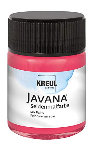 KREUL 8103 - Javana Seidenmalfarbe im 50 ml Glas, rot, hochpigmentierte und brillante Farbe auf Wasserbasis, mit fließend flüssigem Charakter, dringt tief in die Fasern ein