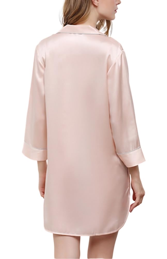 E-girl S5606 S5606 - Camisón de seda para mujer (100% seda), diseño de blusa, Rosa., 42