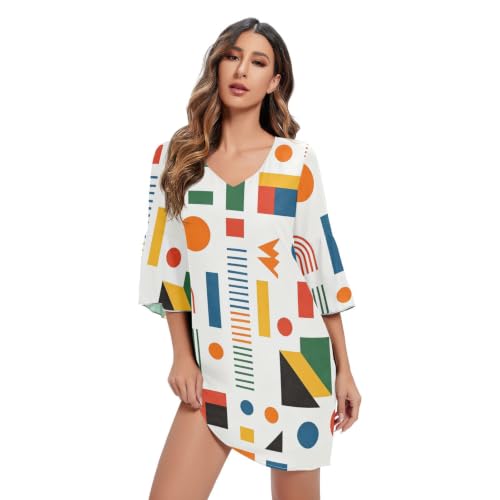 Robe d'été évasée pour cocktail et plage en mousseline chic à col V