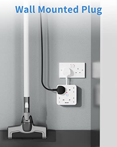 Mscien 4 Gang Extension Lead with 4 USB Slots (1 Type-C and 3 USB-A), 5CM Plug Extension with USB Ports, Short Cord Power Strip with LED Indicator Switch, White for Home Office Dorm - Image 2