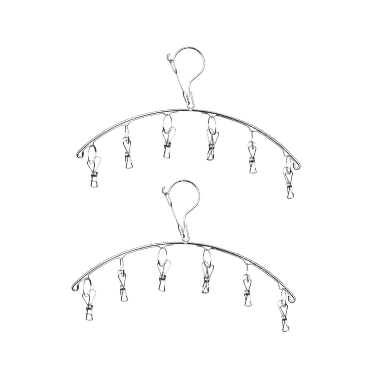 OUNONA 2pcs Arc Stainless Steel Sock Drying Rack with Windproof Clips for Laundry Space Saving Design for Indoor and Outdoor Drying and Easy to Use