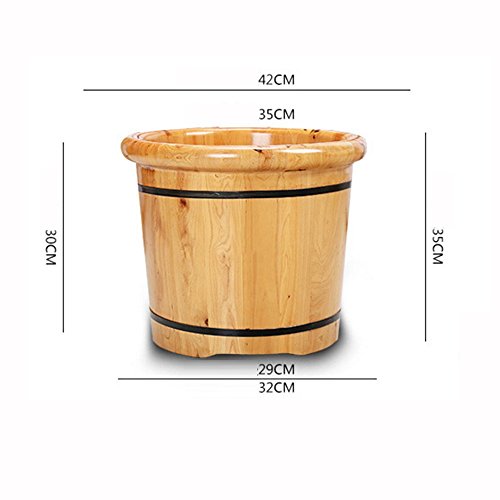 Baño de pies de madera maciza con masaje y burbujas efervescentes, barril de cedro para spa de pies miniatura 2