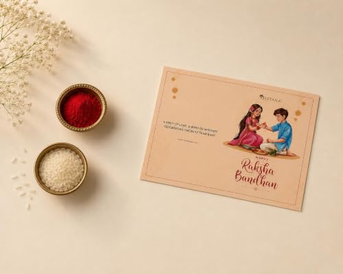 Image of Giftana Rakhi Gift Set for Brother, Personalized Coffee Tumbler 710ml, RadhaKrishna Rakhi with Brownie Brittle, Roli Chawal Set for Raksha Bandhan Gift for Brother, Bhai (White)