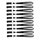 FRCOLOR Correa para Sujetar Bastón de Senderismo Ajustable, 10 Unidades Negras, Pulsera Cómoda y Duradera Anticaída para Bastones y Muletas, Accesorio para Trekking y Movilidad Diaria