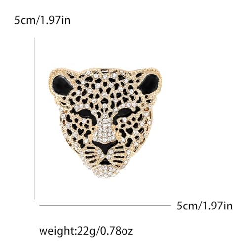 Image of Rheinstone Leopard Brooch Vintage Black Enamel Spotted Leopard Head Brooch Pin Gold Silver Black Leopards Brooch Trendy Clothing Hat Bag Accessories Christmas Birthday Party Jewelry