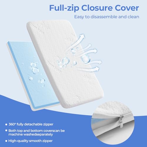 Image of Baby Bassinet Mattress for 33x20: 1.5 inch Thick Dual Sided Gel Memory Foam Bassinet Mattress Fit for Mika Micky /KoolerThings /Baby Delight Bassinet