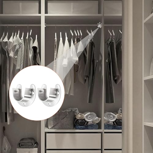 Image of HASTHIP 2Pcs Wardrobe Rod Holder 1-1 /3 Inch Stainless U-Brackets | Secure Hanger Rod End Supports, Neat Clothes Storage, Stainless Steel Build, 2 Pcs with Screws, Easy Mounting, Simple Care