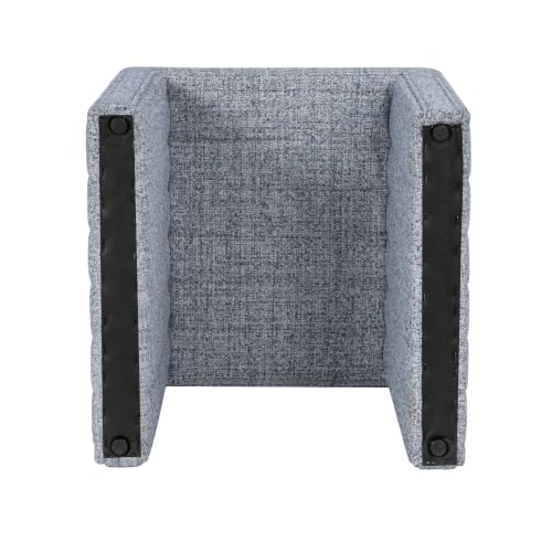 Image of HomePop 19 inch Modern Waterfall Ottoman - Blue Gray Woven Fabric