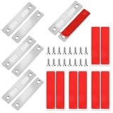 Keadic Dual Magnets Catch Cabinet Door, 4Sets Silber Doppelmagnete Fangt, Magnettür Fang Edelstahl Ultra dünne Schublade Schließen Magnet Klebstoffverschlüsse für Küche Schiebetür Schrank