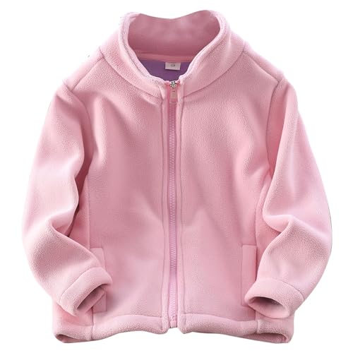 RNTOP Toddler Baby Fleece Jacket Boys Girls Full Zip Fleece Jacket Kids Long Sleeve Coat with (Red, 18-24 Months)
