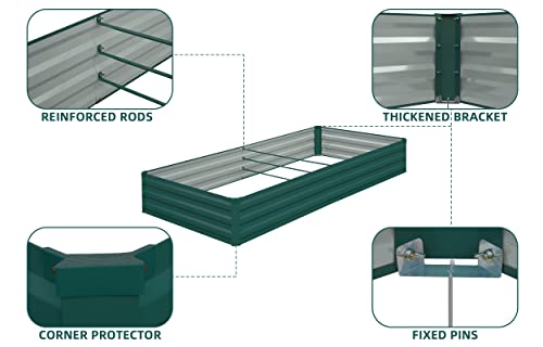 Butunita Galvanized Raised Garden Beds Outdoor For Vegetables Flowers Herbs, Raised Bed Planter Box, Metal Bed Kit With Gloves, 6X3X1Ft,Green #TOP2