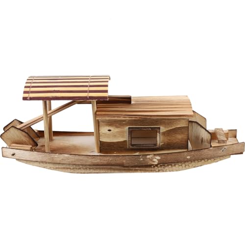 NOLITOY 木製小型漁船模型 インテリア装飾 デスクトップオーナメント 省スペースで軽量 誕生日やパーティーの室内装飾に オフィスや寝室に