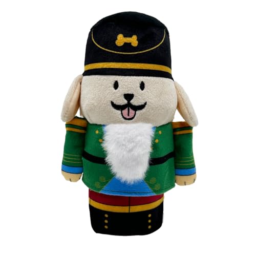 Woof² Nutcracker Treat-Dispensing Soft Plush Squeaky Pet Toy - Christmas/X’Mas Festive Enrichment Gift, Durable Cute & Fun Toy for Interactive Play, Hide Food for Nose-Work Puzzle, Small Medium Dogs