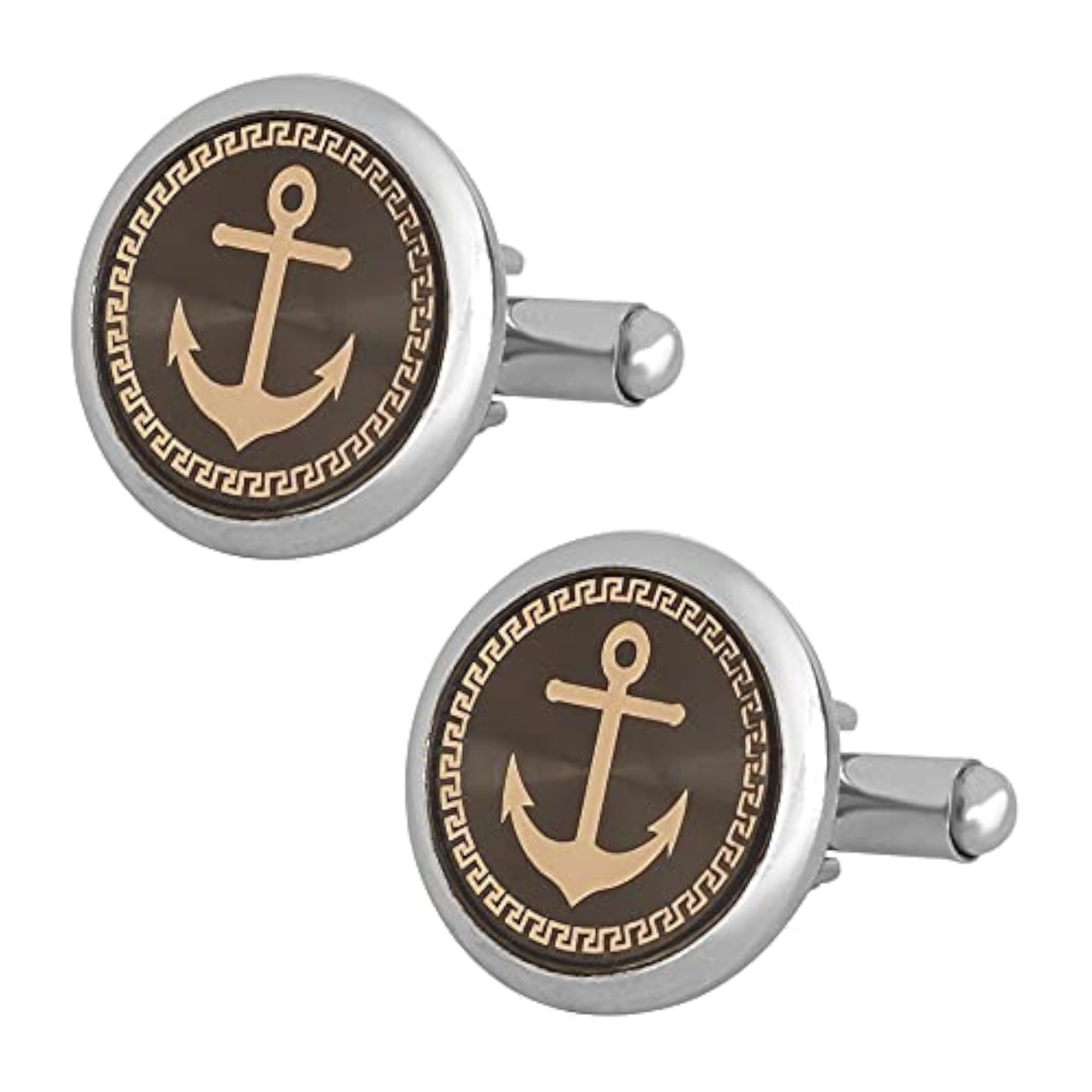 Men's Vintage and Royal Anchor Silver Rodium Plated Cufflinks