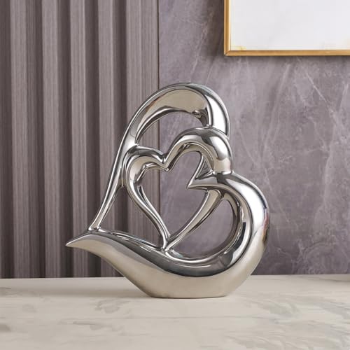 ODMYZG Statue en céramique à Double cœur,Coeur élégant pour la décoration,décoration de Maison créative Moderne,Décoration de Table,Décoration...