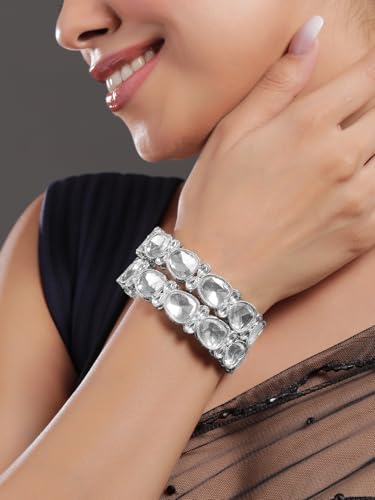 Image of Rubans Bangles Set of 2 Cubic Zirconia Ethnic Stylish Jewellery Gift for Women & Girls