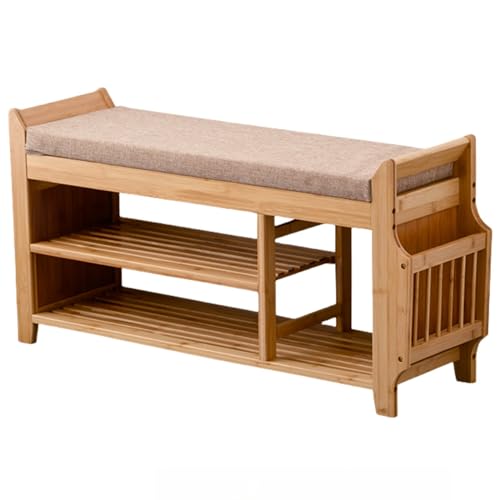 Banco ligero para zapatos de entrada con cojín, gran almacenamiento para dormitorio y pasillo, elegante y funcional, descalzadora para la nización del hogar
