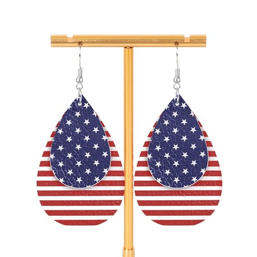 Fullive 4th of July Earrings, Patriotic Dangle Stud for Women, Hypoallergenic Hook Fourth of July Jewelry USA Accessories4