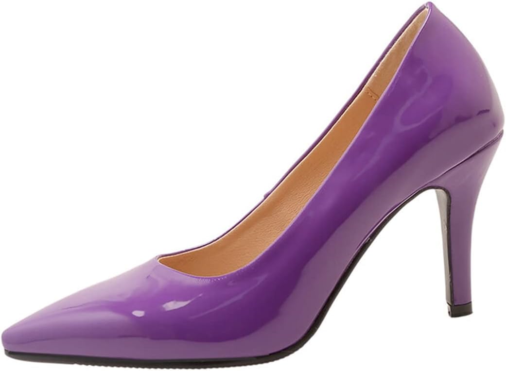CoceMoce Women’s Pointed Toe High Heel Stiletto Pumps for Office Lady Patent Leather Slip-On Dress Shoes Daily Wear Church Prom Evening Party Work Wedding Dating