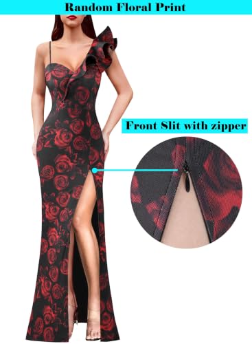Image of VFSHOW Womens Ruffle One Shoulder Formal Prom Gala Maxi Dress Evening Gown