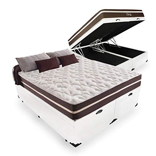 Cama Box Com Baú Bipartido Casal + Colchão De Molas - Anjos - Classic Superlastic 138cm