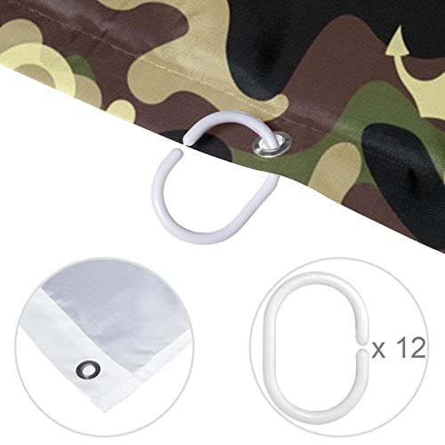 Rideau de douche imperméable contre les fuites d'eau motif camouflage vert militaire 183x183