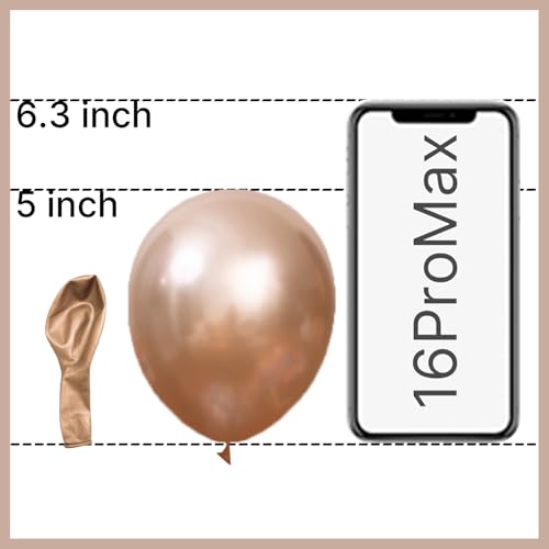 Image of PartyWoo Metallic Rose Gold Balloons 50pcs 5 Inch Chrome Champagne Gold Latex Balloons for Wedding Baby Shower Birthday Anniversary Bachelorette Bridgerton Floral Party Decorations Rose Gold-G112