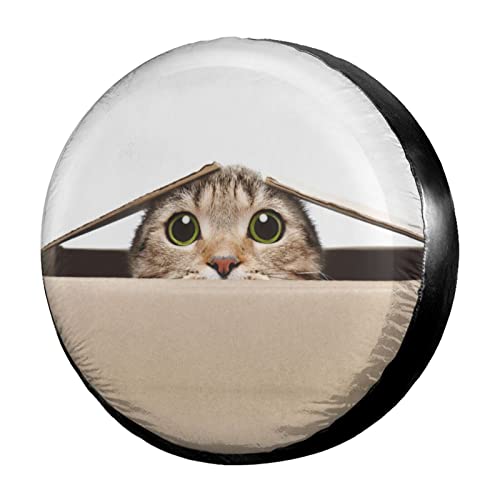 Image of Funny Cat Spare Tire Cover Dust-Proof Wheel Tire Cover Fit Trailer, RV, SUV and Many Vehicle 17 Inch