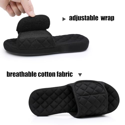 Git-up Womens Orthotic Slippers with Arch Support for Plantar Fasciitis Pain Relief,Open Toe Adjustable Memory Foam Slide House Slippers3