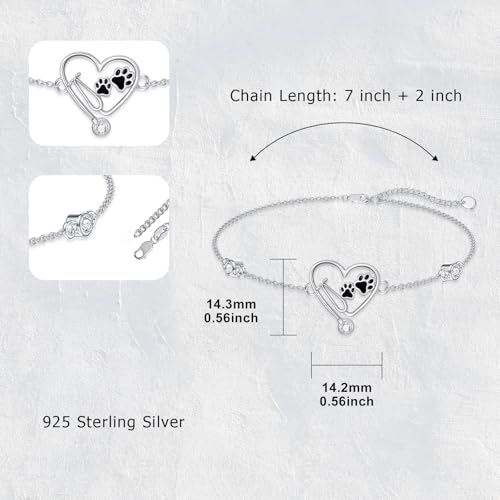 Veterinary Stethoscope Bracelet 925 Sterling Silver Nurse Vet Bracelets for Women Nurse Jewelry Gifts for Veterinarian Nurse Veterinarian Gifts3