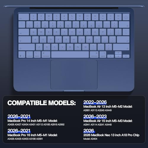 Image of Ultra Thin Keyboard Cover Protector for 2026 MacBook Neo 13 with A18 Pro Chip A3404, Premium Keyboard Skin Cover for MacBook Neo 13 inch A18 Pro Accessories, Clear (US Layout)