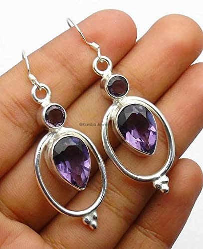 Kanika Jewelry Trove 925 Sterling Silver Amethyst Handmade Drop And Dangle Earrings For Women & Girl #TOP1