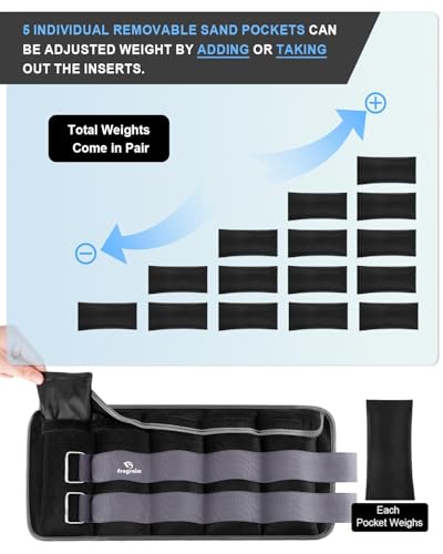 Image of Fragraim Adjustable Ankle Weights 1-3 /4 /5 /6 /8 /10 /12 /15 /20 LBS Pair with Removable Weight for Jogging, Gymnastics, Aerobics, Physical Therapy