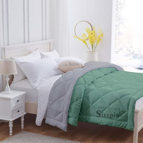 Image of 600 GSM Heavy Winter Double Bed Comforter | Microfiber, Breathable, Reversible,Soft, Lightweight & Machine Washable Comforter for Double Bed 90x100 Inch - SageSilver