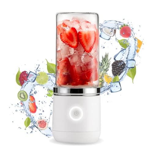 Blend In® Botella Mini Batidora Portatil Inalámbrica – Incluye 2 Vasos de 400ml y 200ml – Licuadoras para Zumos – Recargable por USB y Fácil de Limpiar (Blanco)