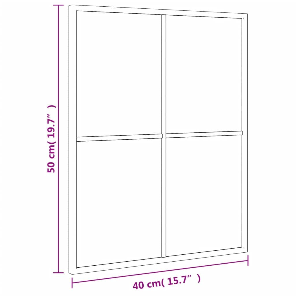 Lustro ścienne, czarne, 40 x 50 cm, prostokątne, z malowanego proszkowo żelaza ze szklaną ramą, wiszące do łazienki, sypialni, salonu, korytarza, przezroczyste lustro stojące z wszechstronną