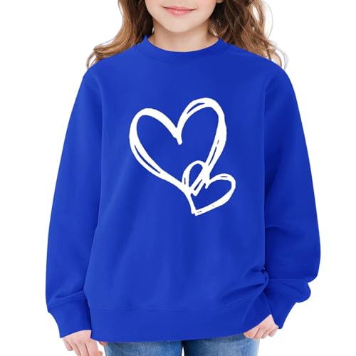 Girls Fall Sweatshirts Crewneck Oversized Graphic Long Sleeve Pullover Tops Preppy Heart Print Cute Loose Clothes4