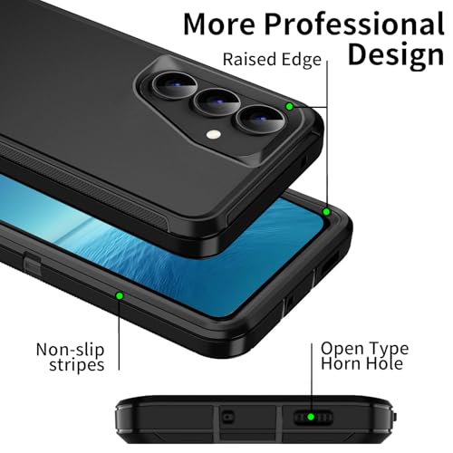 Mieziba for Galaxy S25 FE 5g Case,Shockproof Dropproof Dustproof 3-Layer Full Body Protection Rugged Heavy Duty High Impact Hard Cover Case for Galaxy S25 FE,Black by Mieziba - Used condition - Image 5