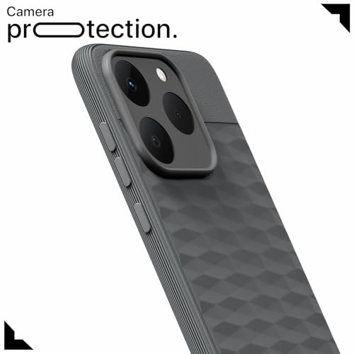 Image of Pikkme Back Cover for Realme 15T 5G / Realme Narzo 90 5G Camera Protection 3D Hexa Cube Design Silicone Protective Bumper Case (Grey)