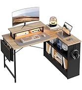 Amazon | Bestier l字デスク パソコンデスク 幅107cm コンセント付き