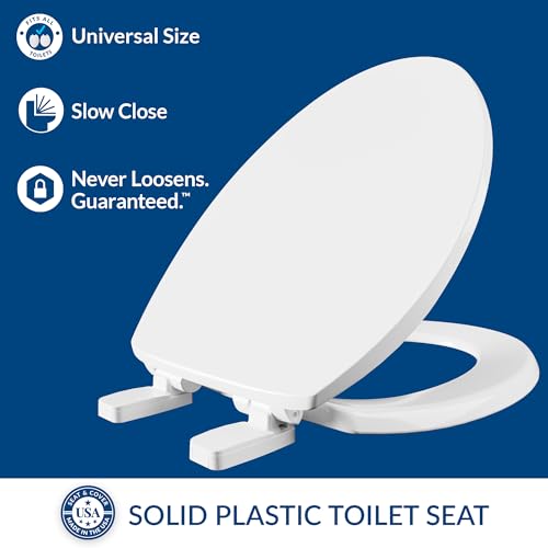 Image of Mayfair Universal Size Slow Close Toilet Seat, Durable Plastic, Fits Round & Elongated Toilets, White (Pack of 2)