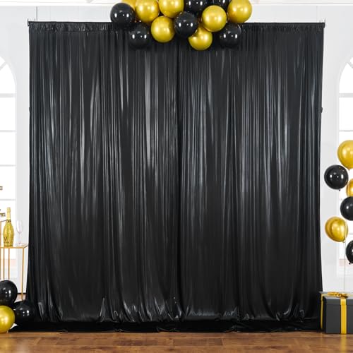 10x10ft Black Shimmer Backdrop Curtains Wedding Party Glitter Sequin Curtain Backdrop Fabric Drapes Backdrop Bridal Baby Shower Birthday Christmas Photoshoot Background Photography 5x10FT2 Panels