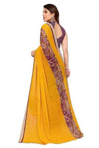 Image of KASHVI SAREES Women's Printed Georgette Saree With Unstitched Blouse Piece (Pack Of 2) -P2 1813 7 1190 2