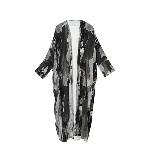 Image of Muslim Prayer Cardigan Tie-dye Printed Abaya Maxi Robe for Women | Tie-dye, Open front, Satin Fabric